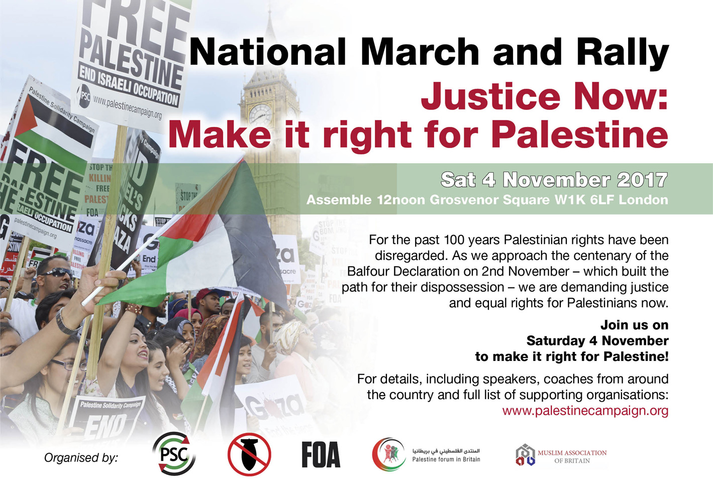 Justice Now: Make it right for Palestine - National March and Rally