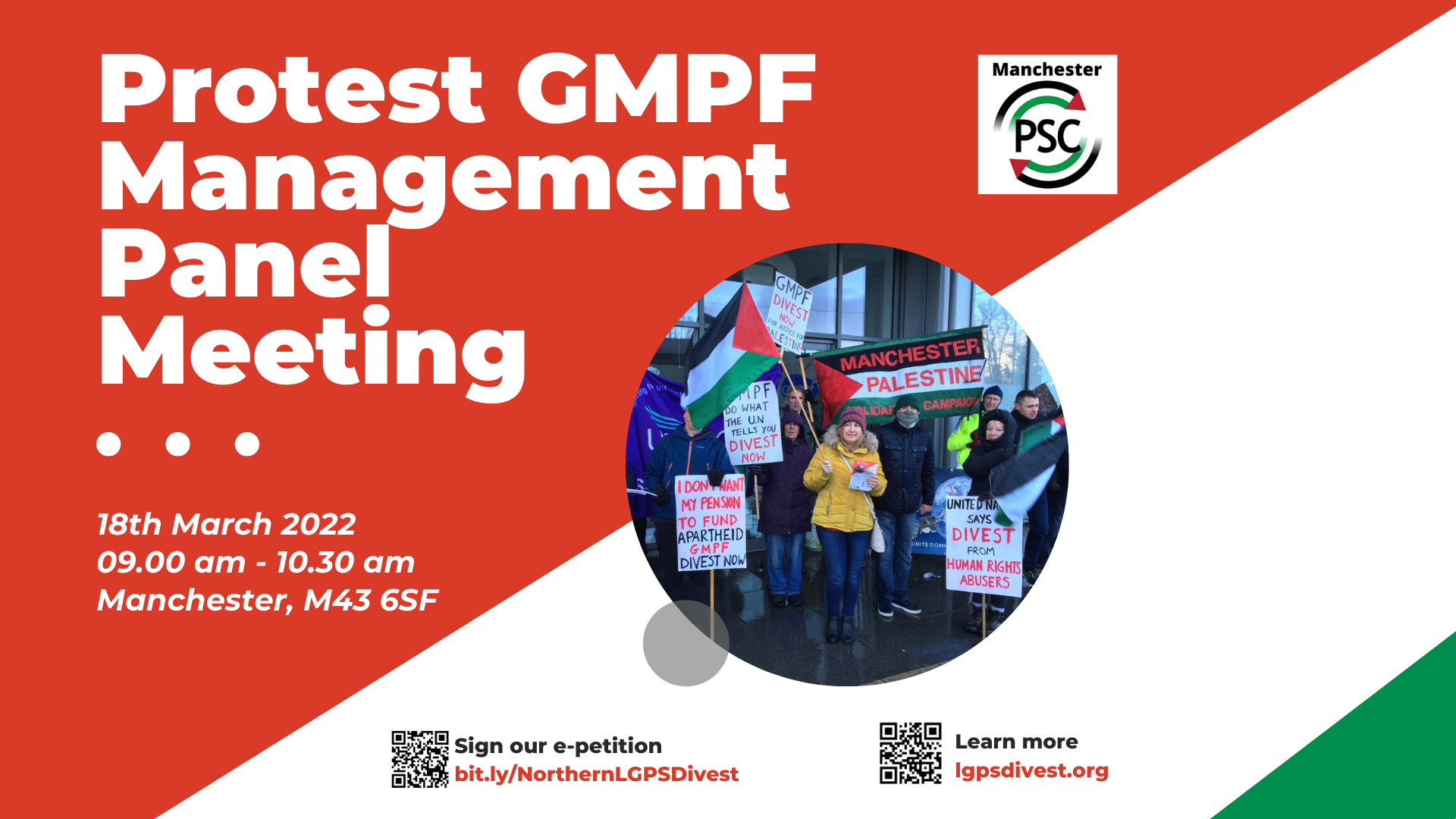 Protest GMPF Management Panel Meeting