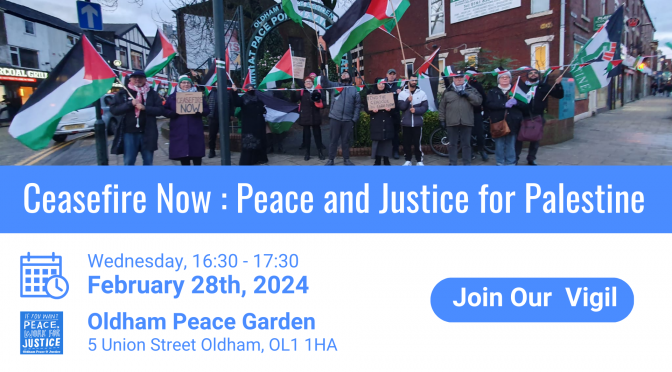 The Struggle Goes On – Oldham Peace Gardens Wednesday 28 February 4.30 to 5.30pm