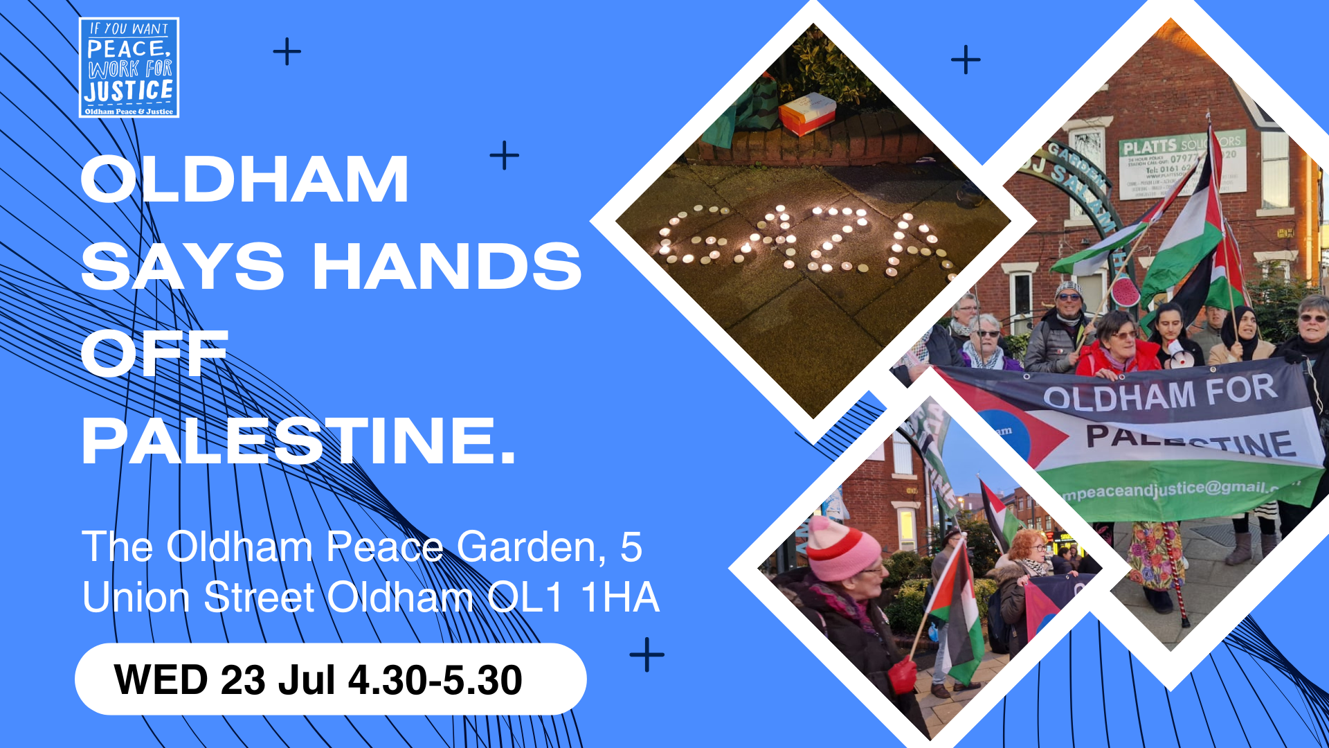 Oldham Says HANDS OFF PALESTINE!
