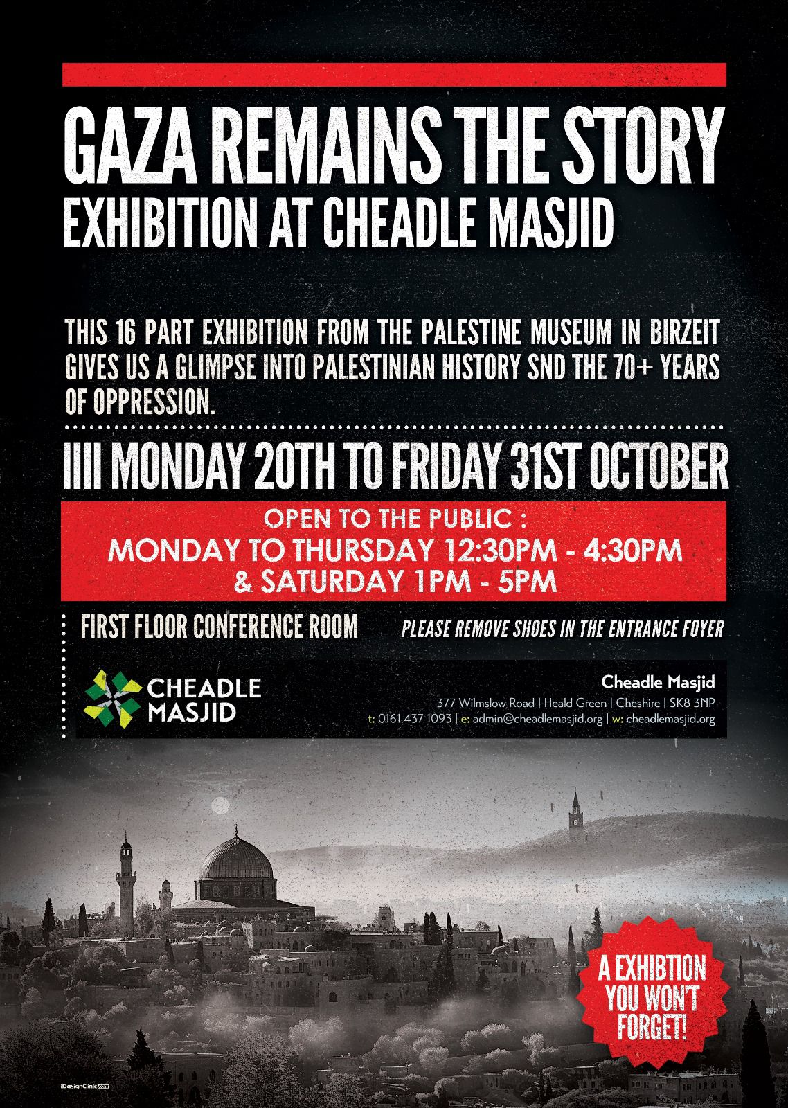Gaza Remains the Story exhibition - Cheadle Mosque