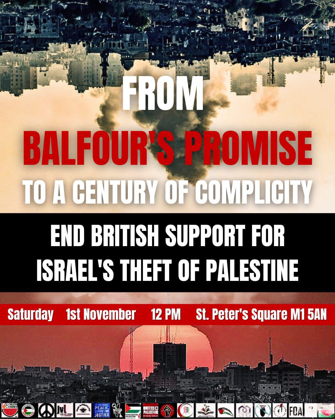 From Balfour’s promise to a century of complicity. End British support for Israel’s theft of Palestine!