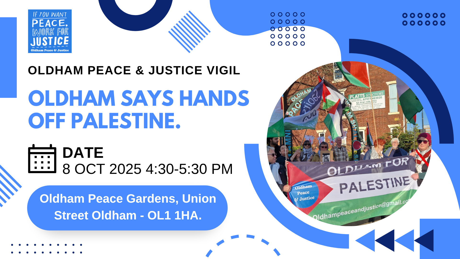 ACTION ALERT: This Wednesday, Oldham Says Hands Off Palestine!