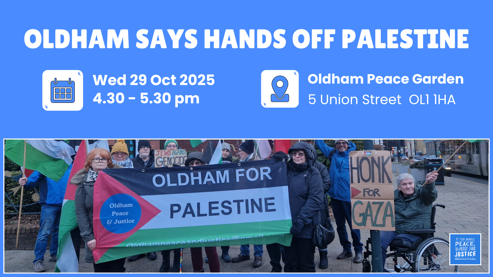 Oldham Says Hands Off Palestine!