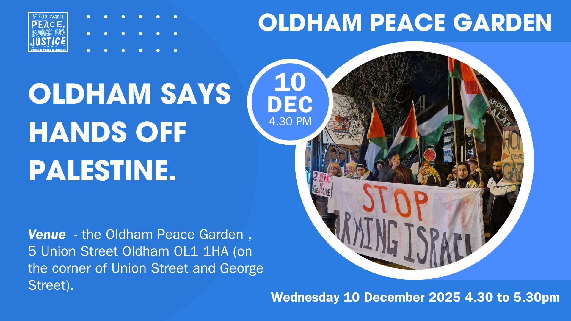 STOP ARMING ISRAEL. STAND WITH OLDHAM.