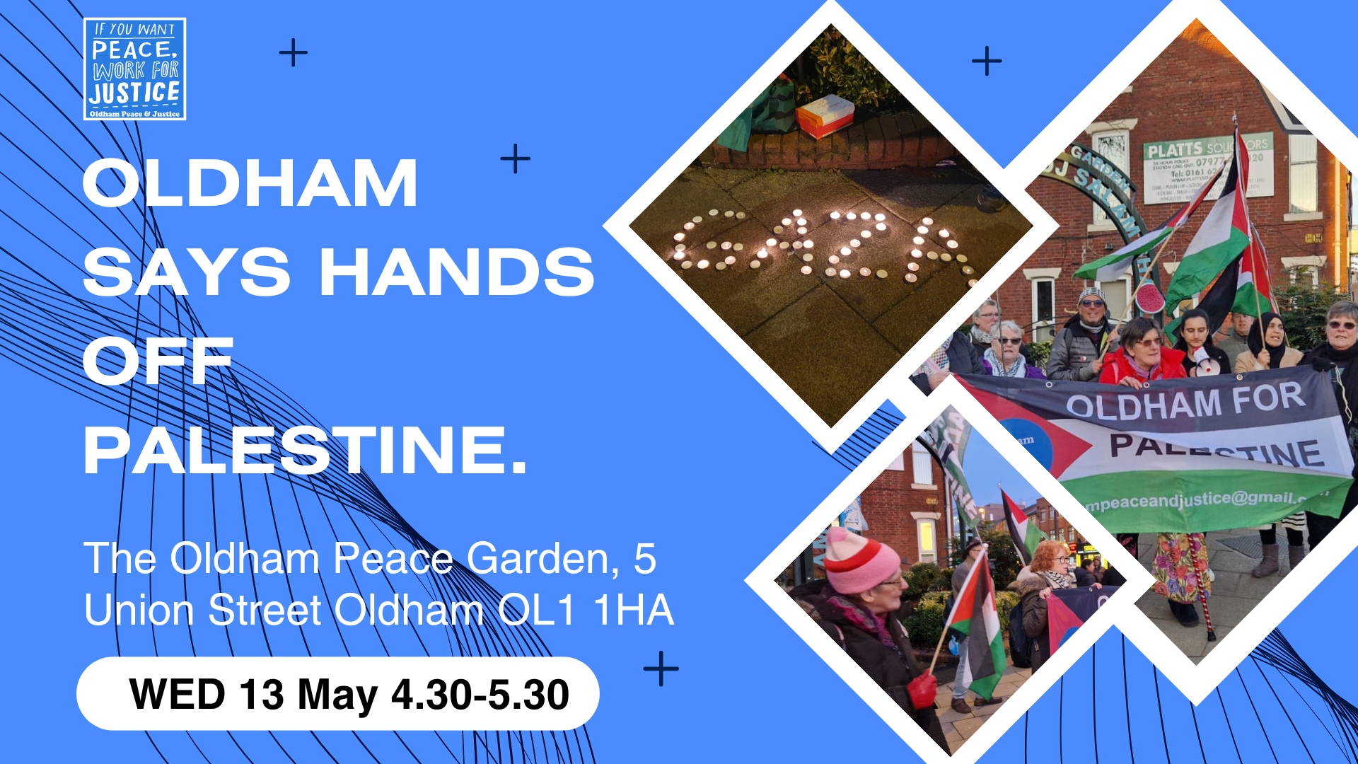 OLDHAM SAYS HANDS OFF PALESTINE