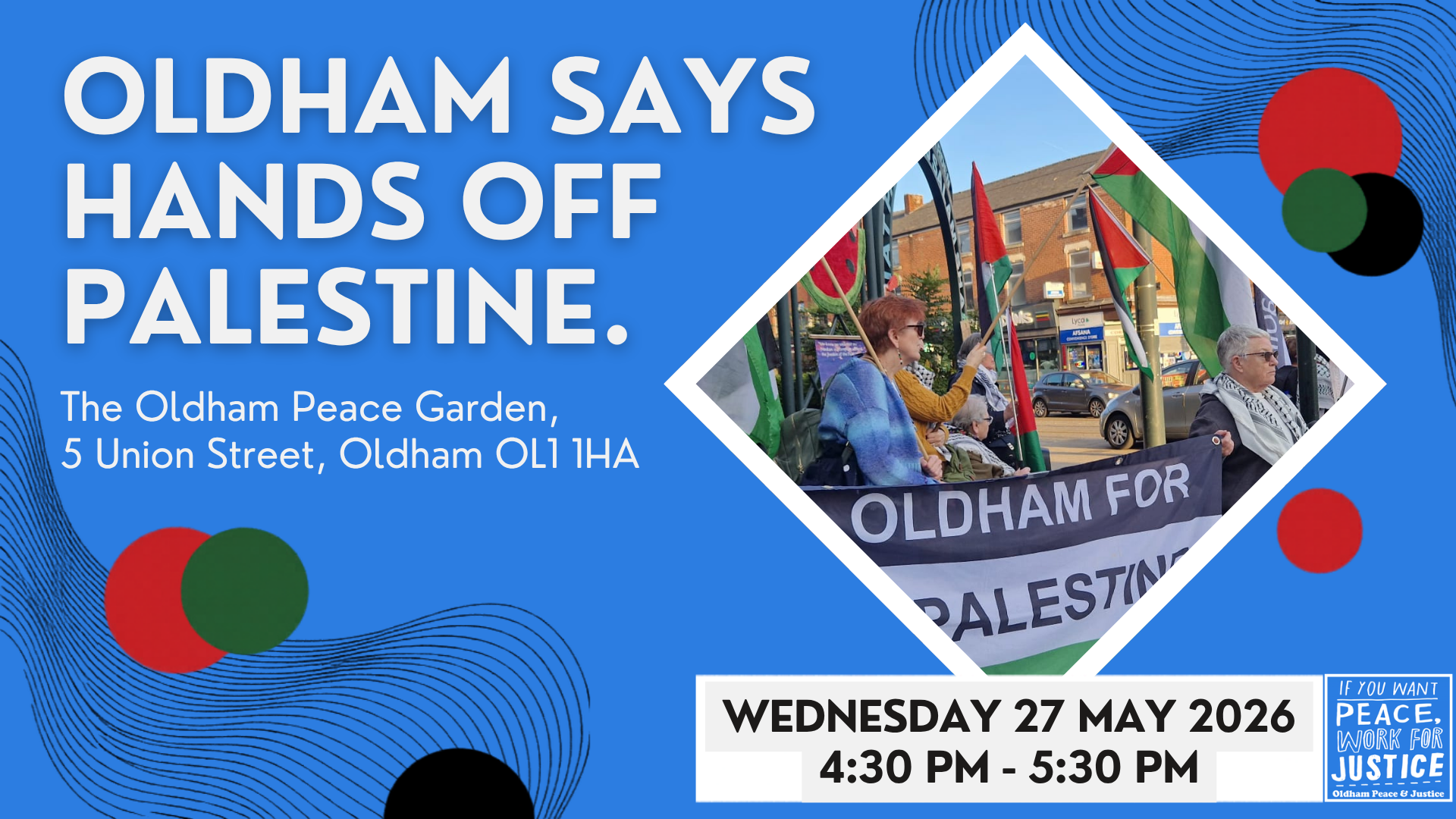 OLDHAM SAYS HANDS OFF PALESTINE