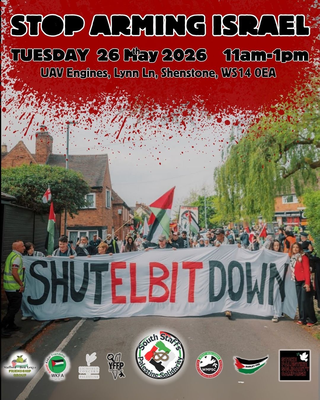 Join the Manchester coach to the monthly protest to Shut Elbit Down