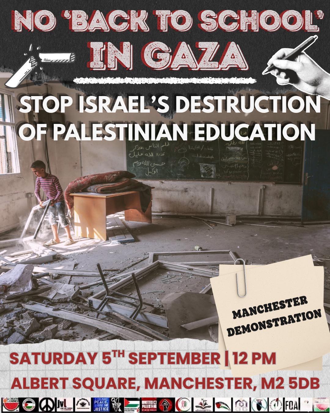 No ‘Back to School’ in Gaza this year! Stop Israel’s Destruction of Palestinian education!
