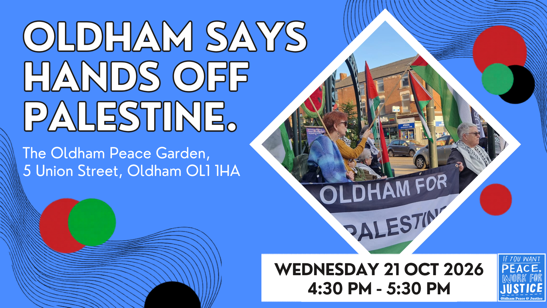 OLDHAM SAYS HANDS OFF PALESTINE