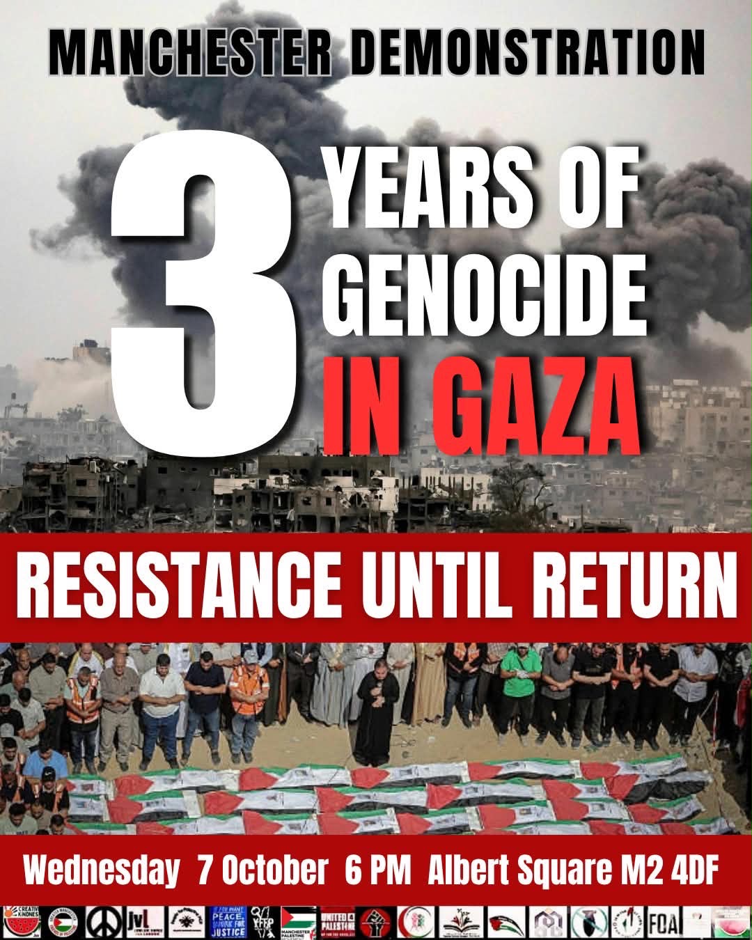 3 years of genocide in Gaza! Resistance until return!